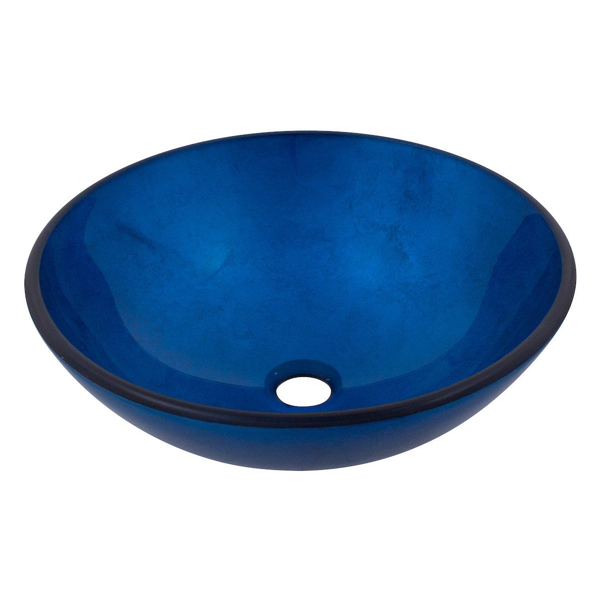 Novatto Verdazzurro Glass 16.5-in Vessel Round Modern Blue/Chrome Bathroom Sink With Faucet