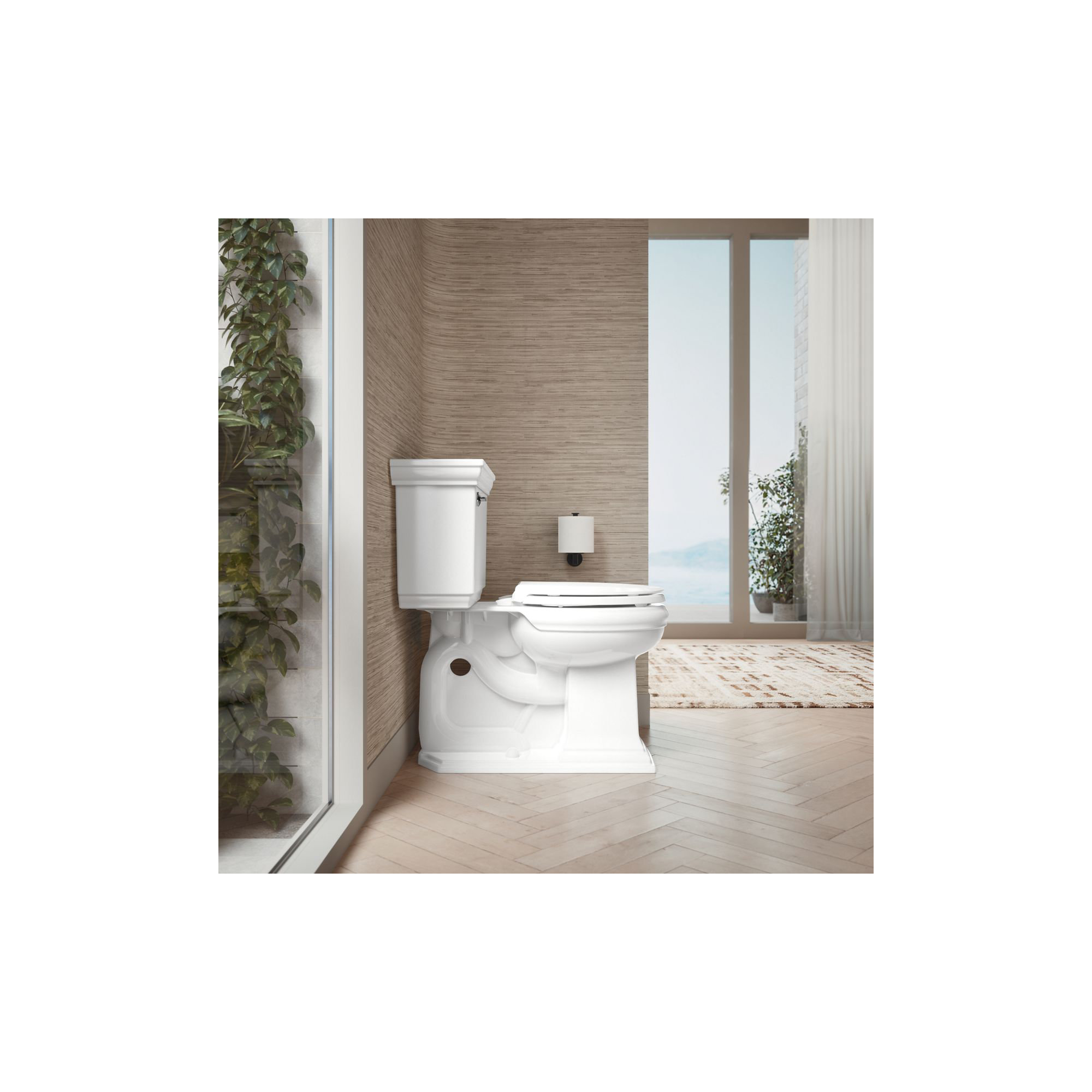 Cachet Nightlight Quiet-Close with Grip-Tight Round Toilet Seat, Ready Latch, White