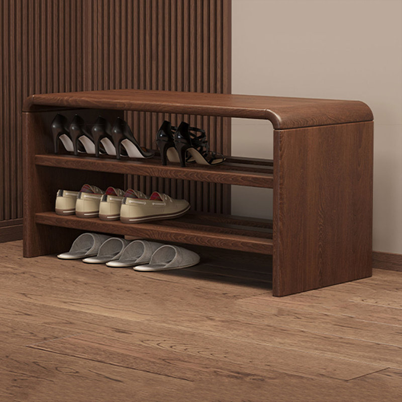Walnut Solid Wood Bench, 15.75" H x 39.37" W x 13.78" D