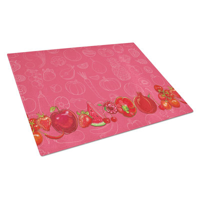 East Urban Home Fruits and Vegetables Rectangle Tempered Glass Cutting Board