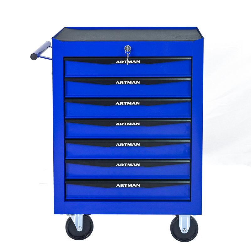 Rolling Metal Tool Chest With 7 Drawers, Blue