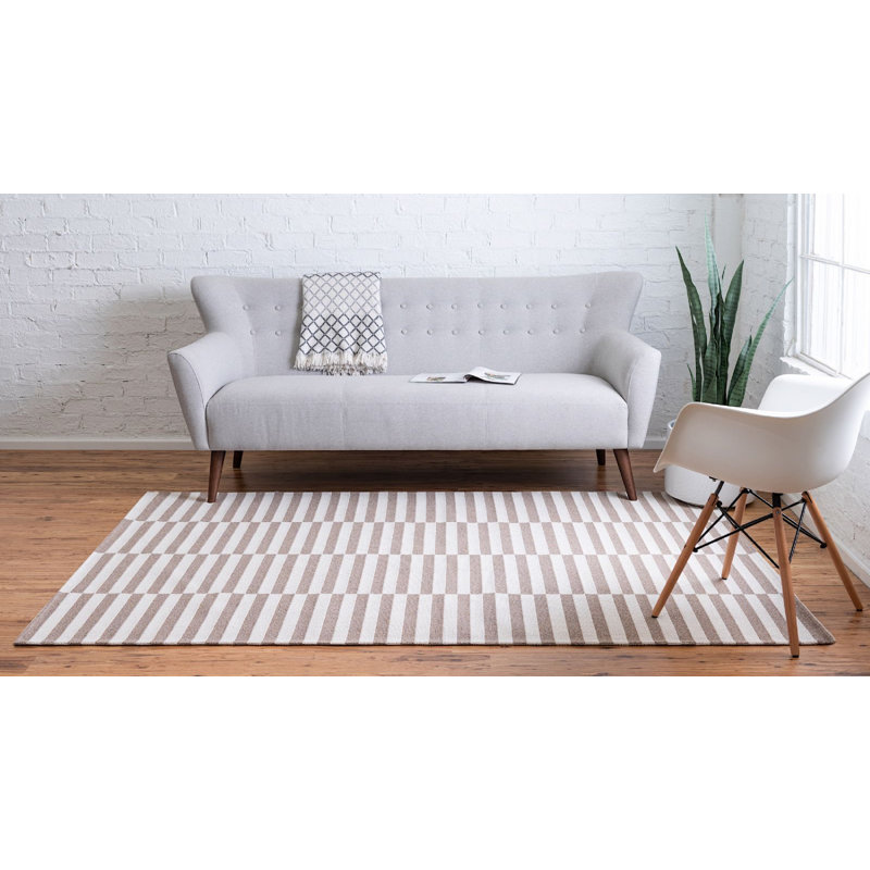 California Cotton Striped Indoor Rug, Rectangle 5'2" x 7'5"