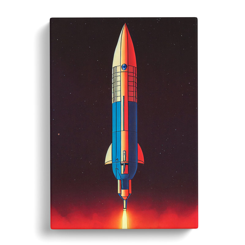 The Splendid Spaceship Rocket - Wrapped Canvas, 50cm H x 35cm W x 3cm D