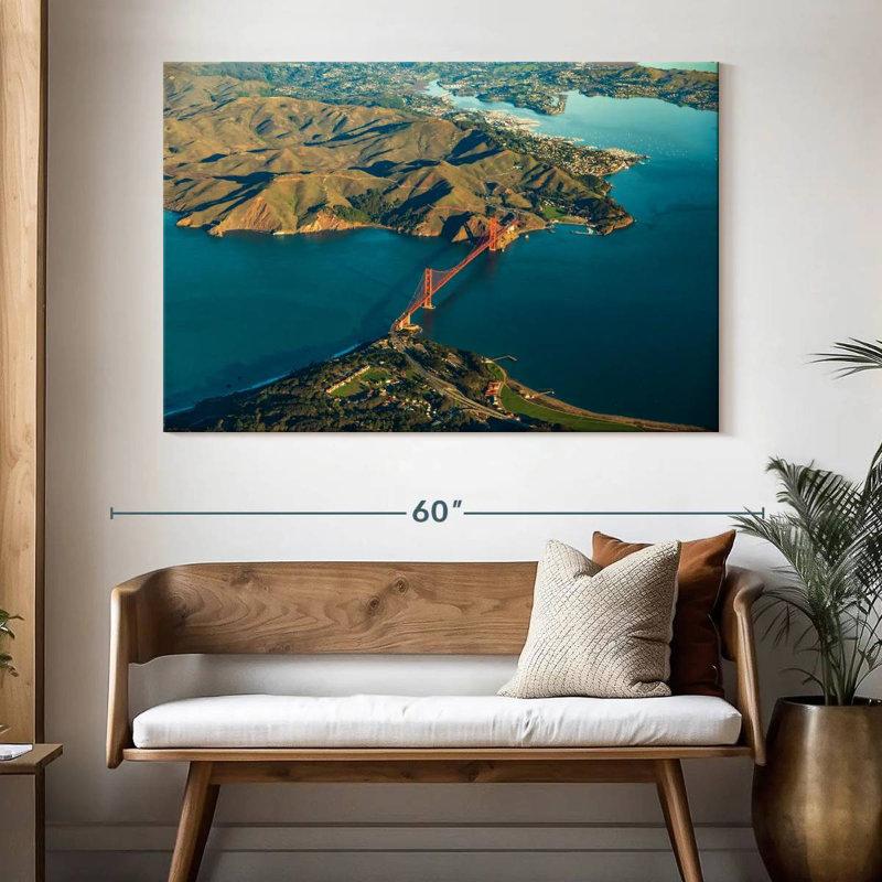 Vue aérienne du Golden Gate Bridge, H 34 po x l 51 po