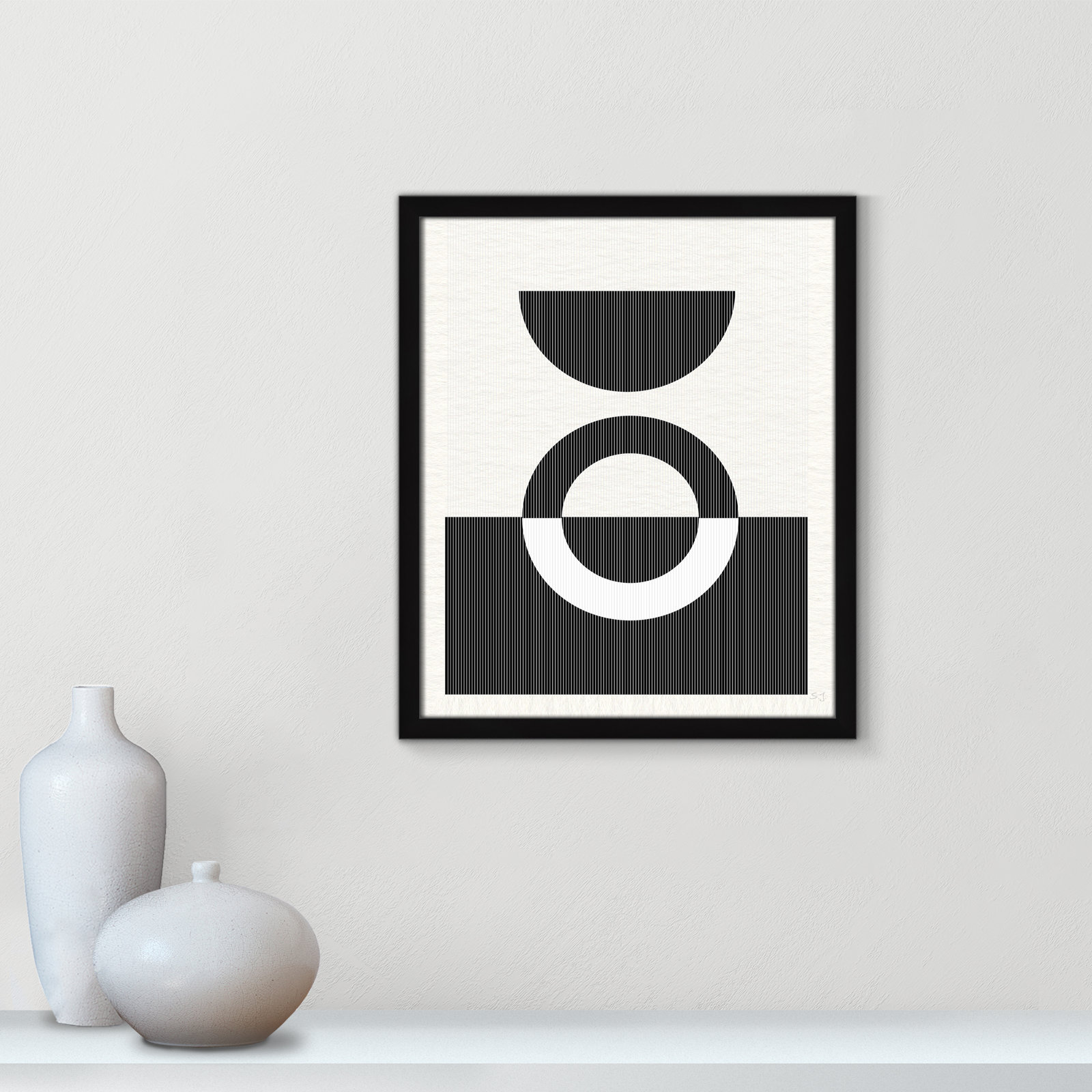 Eclipse III, 19" H x 16" W x 0.75" D, Satin Black Framed