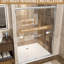 Porte de douche coulissante double en aluminium, H 72 po, l 48 po, verre trempé transparent de 1/4 po (6 mm) avec film de bris, installation réglable et réversible pour les poignées de salle de bain en acier inoxydable, facile à-121166594