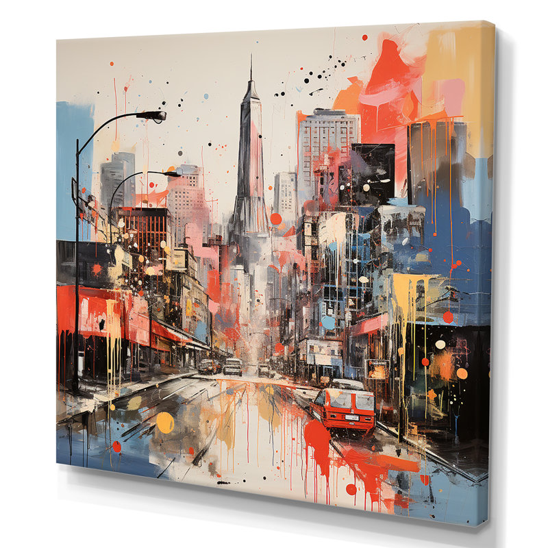 «Atlanta Cityscape Dream», art mural d'Atlanta, H 16 po x l 16 po x P 1 po, Toile tendue