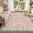 5x7 ft Washable Area Rug for Living Room - Modern Floral Leaf Print Carpet, Soft Velvet, Non-Slip TPR Backing, Machine Washable, Ideal for Bedroom, Pink-312021524