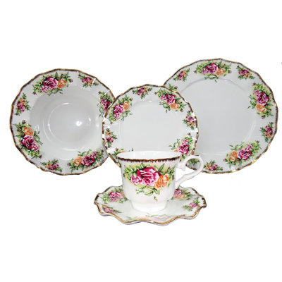 Sizer Porcelain China Dinnerware Set 20 Piece - Service for 4