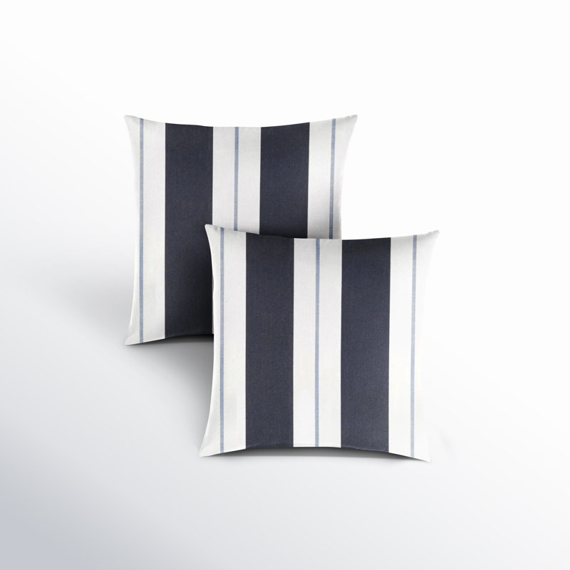 Deana Striped Sunbrella® Outdoor Reversible Throw Pillow, 22" x 22", Brown/White