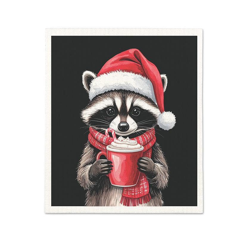 Winter Raccoon Dishcloth