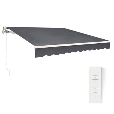 12'x10' Power Retractable Awning with Aluminum Frame, Motorized Patio Awning with Remote