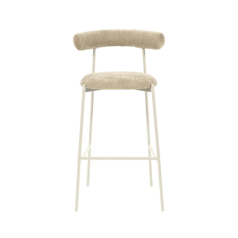 Geraldina Velvet Bar & Counter Stool, Bar Stool (29.1” Seat Height), Taupe