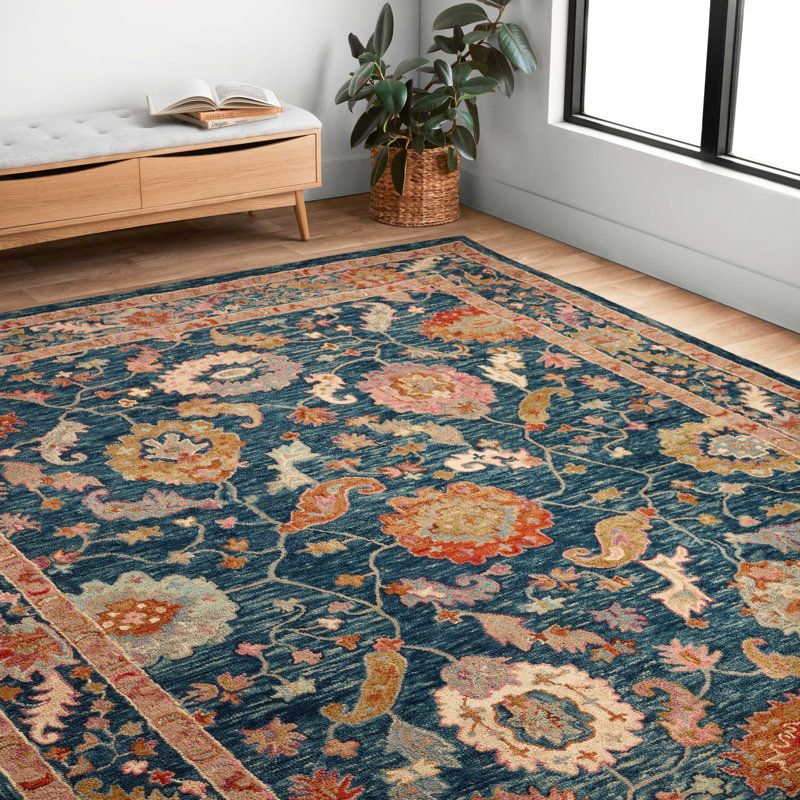Elmsford Hand Hooked Wool Oriental Indoor Rug, Rectangle 8'6" x 12'