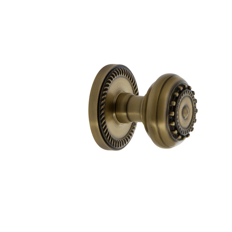 Grandeur Newport Rosette Privacy with Parthenon Door Knob, Vintage Brass, 2 3/8"