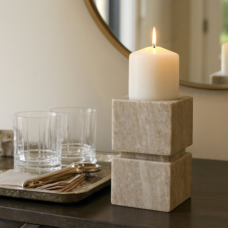 Pillar Candle Holder, 6" H x 4" W x 4" D