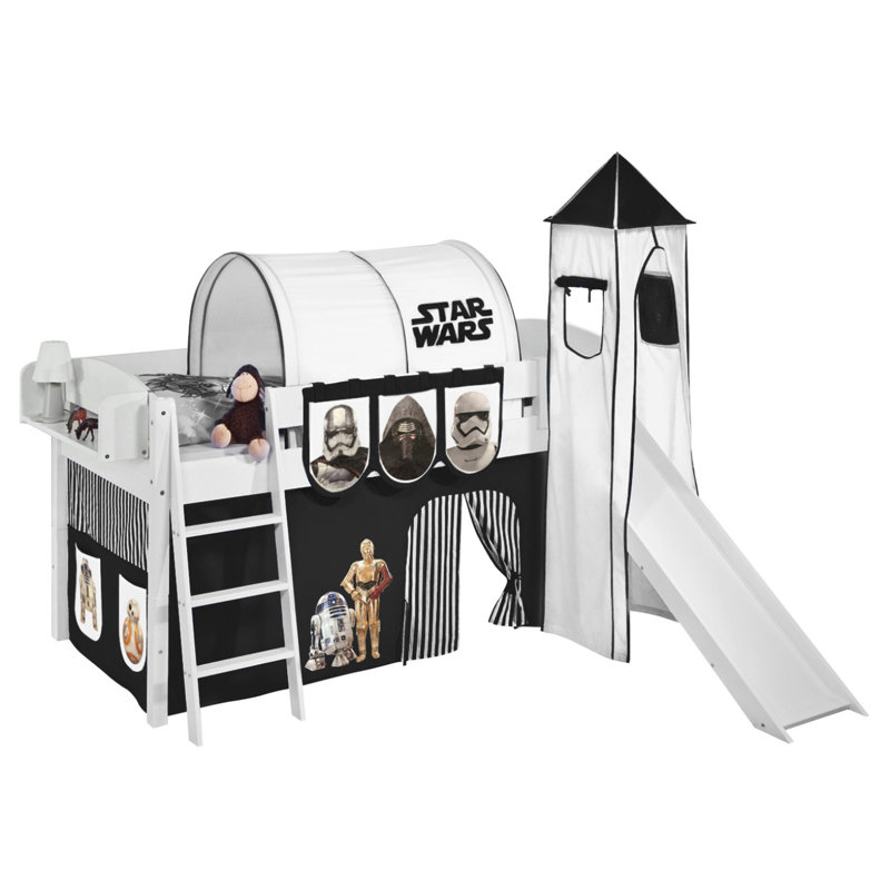 European Single (90 x 200cm) Mid Sleeper Bed, Black and white