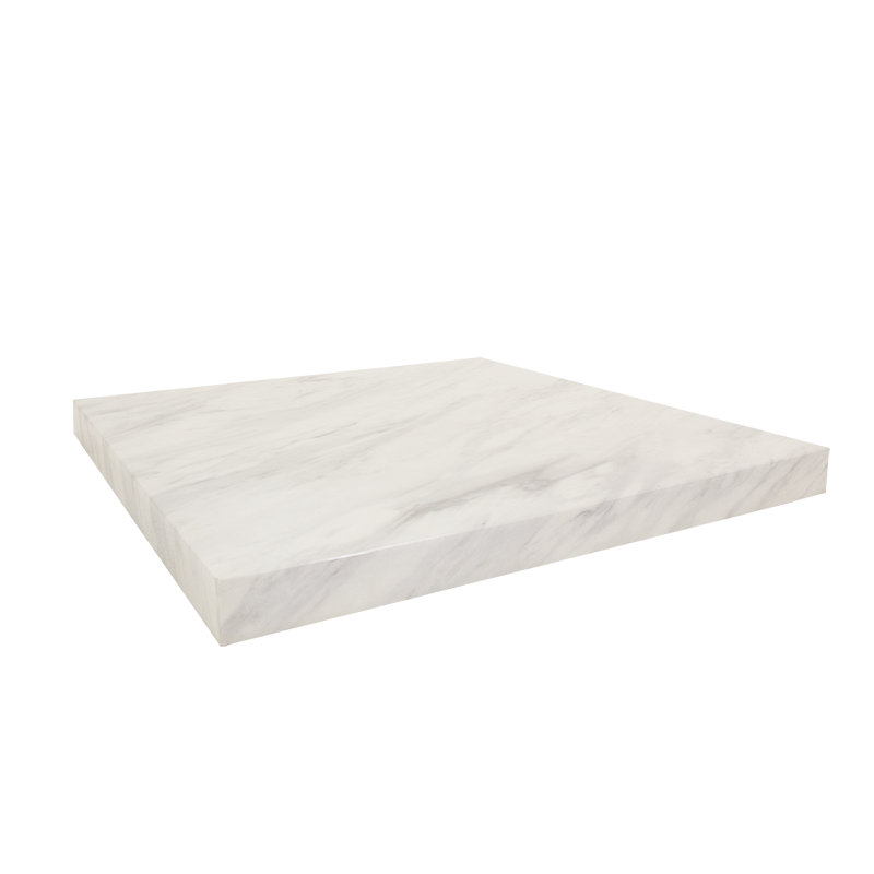 Plateau de table en granit artificiel d'intérieur blanc, 1 3/4 po d'épaisseur, Blanc, H 1,75 po x L 36 po x l 36 po