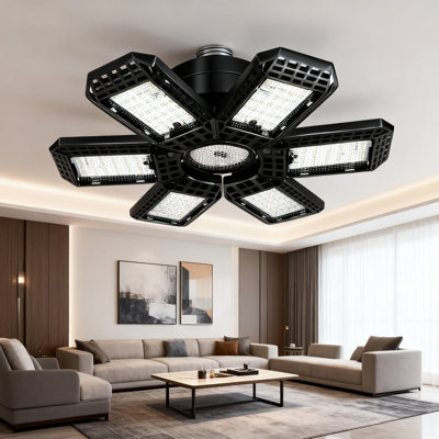 8 Pack LED Garage Light 200W 20000LM Deformable Panel Shop Lights With E26 E27 Base For Warehouse Workshop Basement Barn Ceiling Lighting