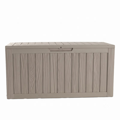 90 Gallon Deck Box with Seat, Lockable Waterproof Resin Storage Box