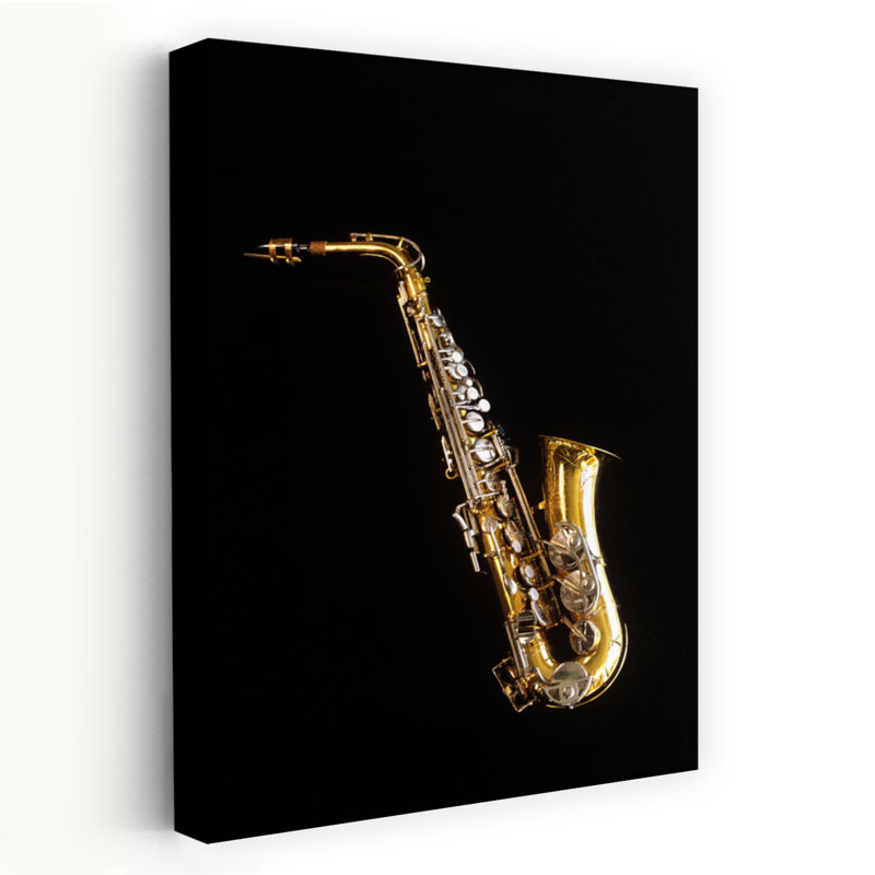«Saxophone simple» sur fond noir, paysage rétro classique, art mural, H 18 po x l 12 po