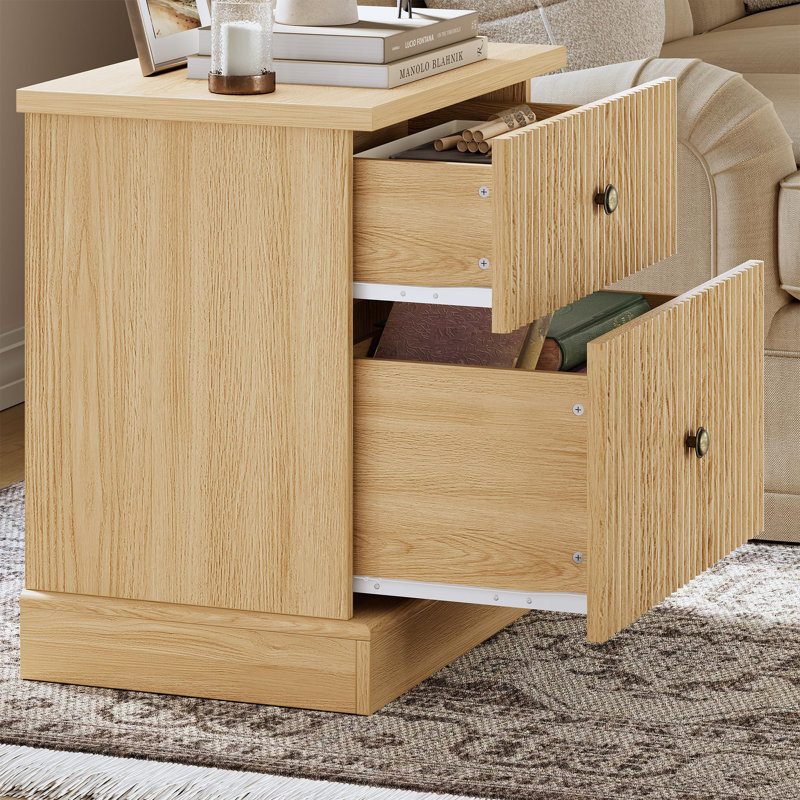 57.7cm W Composite Bedside Table, Black