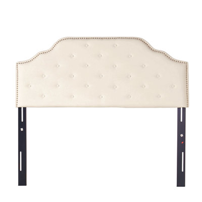 Tufted Upholstered Headboard Queen Size, Solid Wood Head Board With Durable Metal Legs, Adjustable Height Queen Headboard With Nailhead Trim,Fabric Headboard In Modern Button Tuffted Design