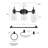 5-Piece All-In-One Matte Black Bathroom Kit With 19" 3-Light Vanity Light And Seeded Glass Shades