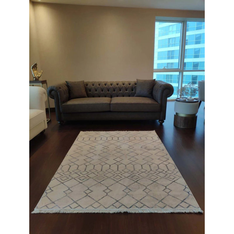 Tapis en coton avec envers antidérapant Larine, Rectangle 2 pi 7 po x 3 pi 3 po