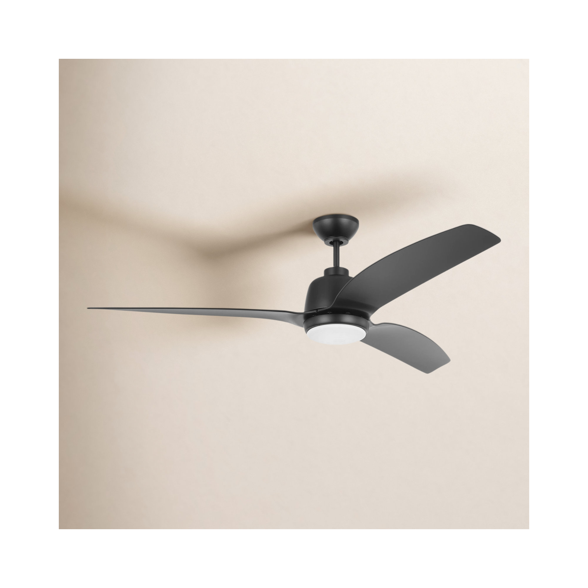 Carly 60'' Ceiling Fan with LED Light Kit, Matte Black, Matte Black, 15.40" H x 60" W x 60" D