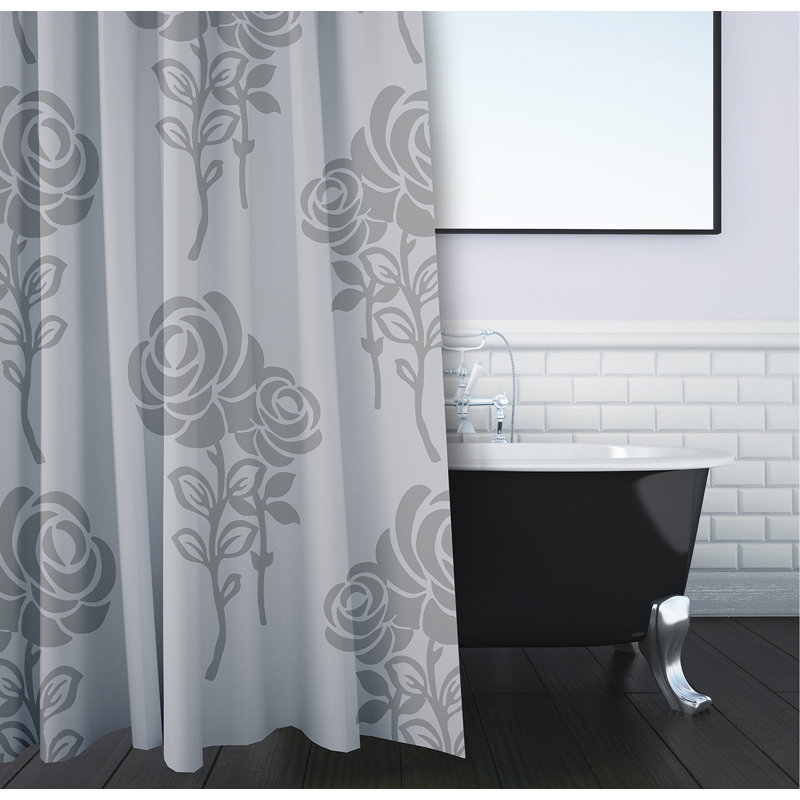 Slezak Floral Shower Curtain, Gray