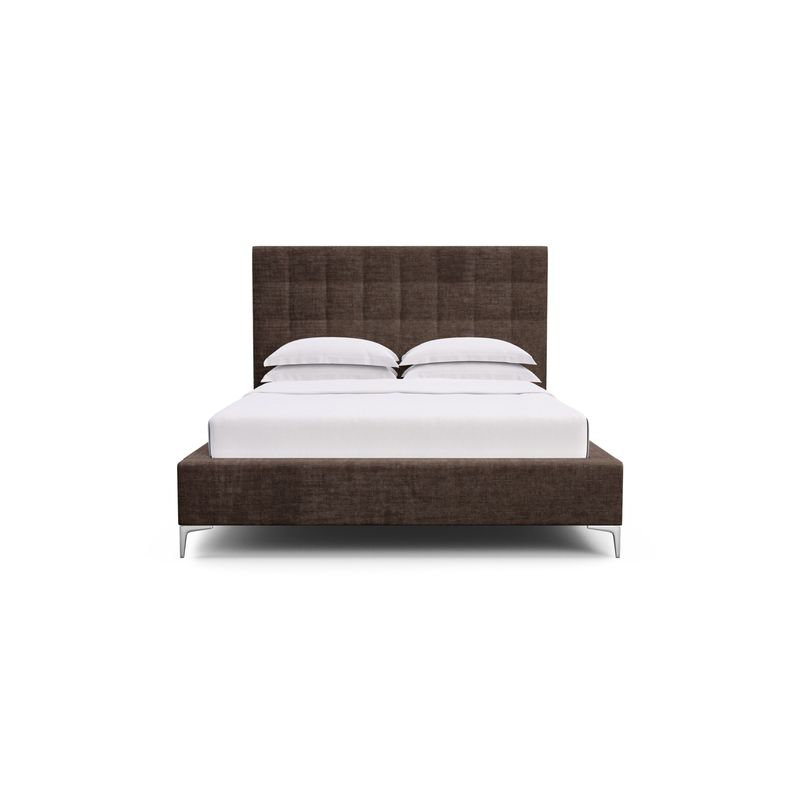 Bryant Upholstered Bed, Ebony, Twin, Box Weave Linen Alabaster