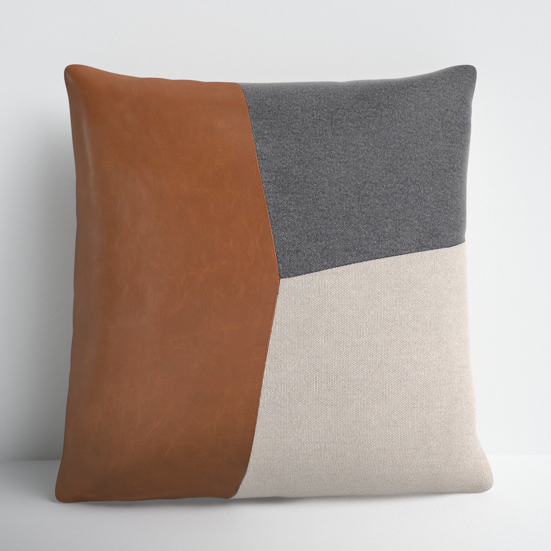 Tawny Patchwork Dark Brown/Taupe/Charcoal Square Throw Cushion AllModern 