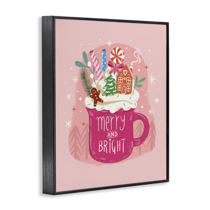 «Pink Christmas Cocoa Dessert», estampe numérique, conception par Jo Reid, Giclée encadrée noir minuit, H 30 po x l 24 po
