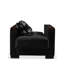 Fauteuil gris en chenille avec rangement pratique, collection en chenille, rangement