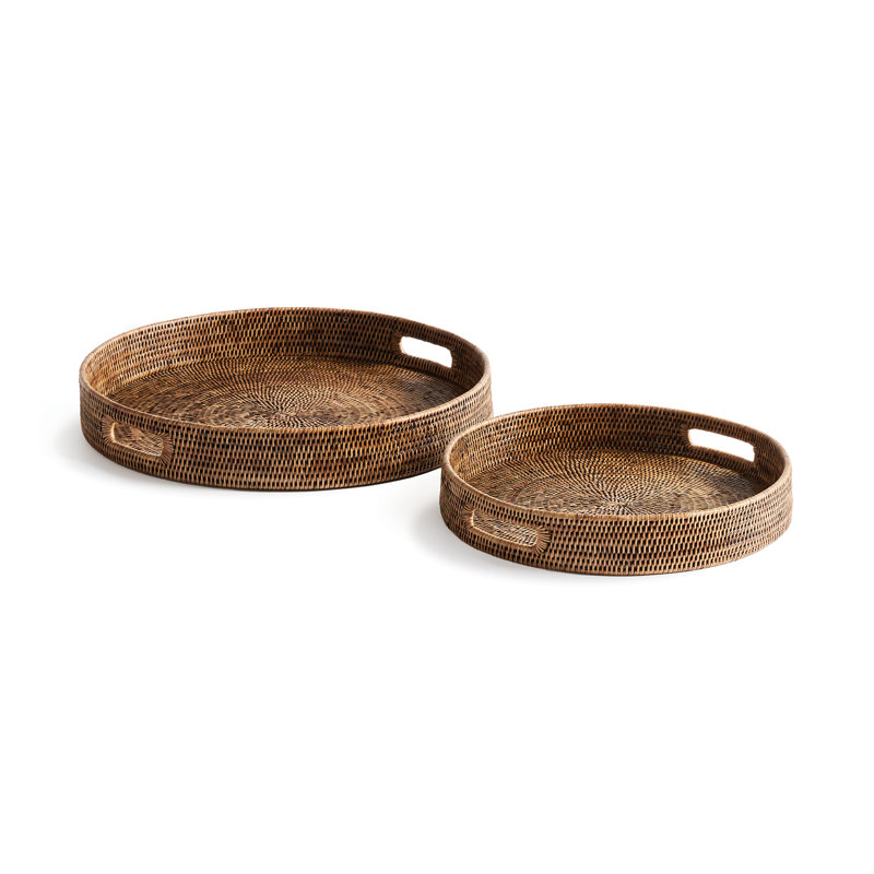 Repose-pieds rond en rotin Burma, Brun, H 3,25 po x l 22 po x P 22 po