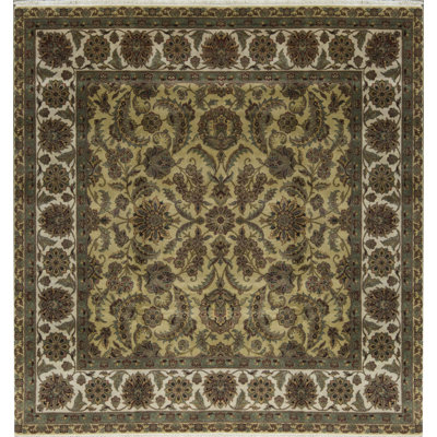 Tapis carré doré et ivoire de haute qualité Trinity