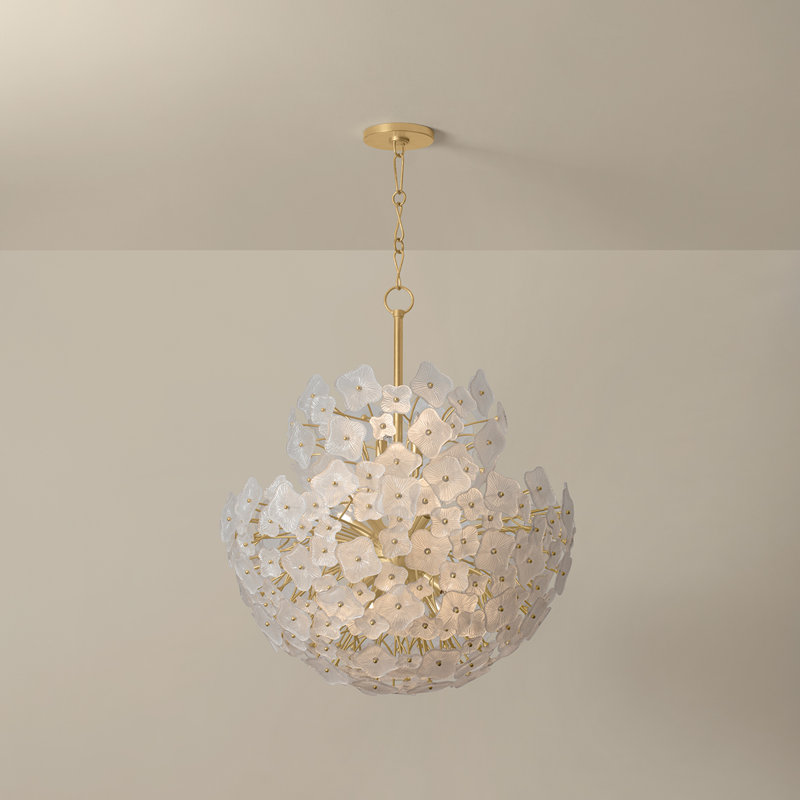 Lustre Barrytown en feuille d'or rétro, 13 lumières, H 39 po x l 34 po x P 34 po