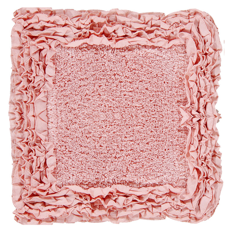 Courson Premium 100% Cotton 1775 GSM 2-Piece Bath Rug Set, OEKO-TEX® Certified, Non-Slip Spray Latex Backing, Plush Tufted Ruffle Pattern, Super Absorbent, Machine Washable Bathroom Rugs, Pink