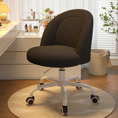 Armless Task Chair with Wheels, Height-Adjustable Vanity Chair for Small Spaces