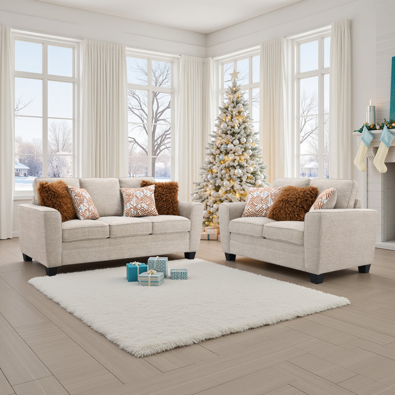 Ensemble de canapé de salon moderne en chenille 3 pièces