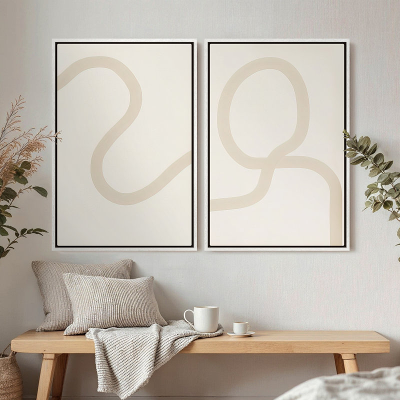 Art mural encadré sur toile, rétro muraux abstraits pour chambre à coucher, H 24 po x l 16 po, Blanc