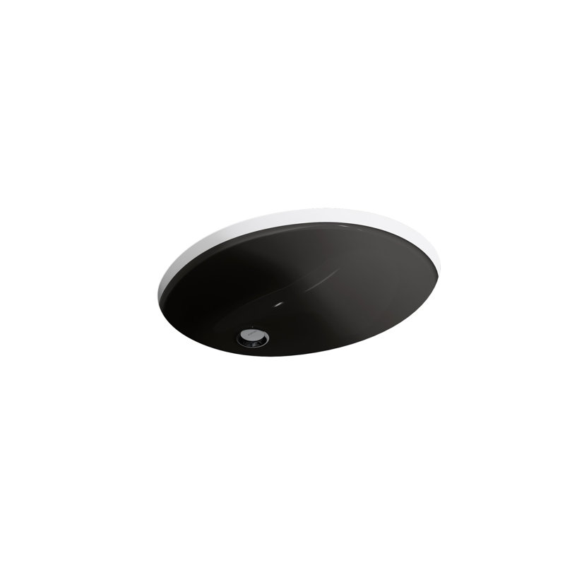 Lavabo de salle de bain ovale encastré en porcelaine vitreuse avec trop-plein Caxton®, Noir