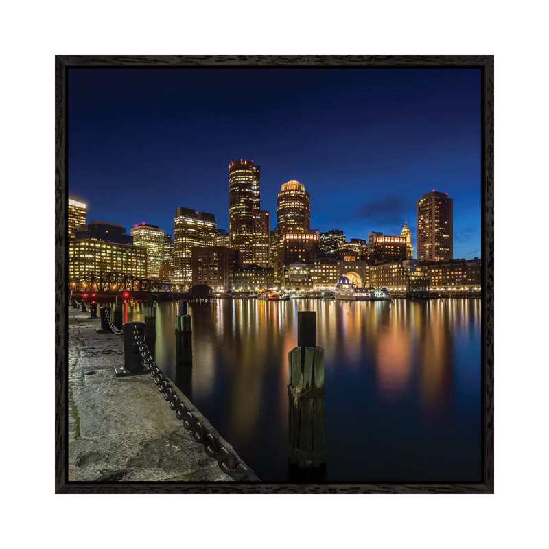 Boston Fan Pier Park View 1 Piece Wall Art on Canvas, 93.98cm H x 93.98cm W x 3.81cm D, Black Framed