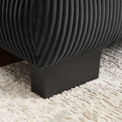 Cloud Couch Oversize L-Shaped Modular Sectional Sofa, 4-Seater Sofa with Ottoman, Comfy Thick Seat Cushions, Breathable Corduroy Fabric, Black for Living Room Bedroom Apartment