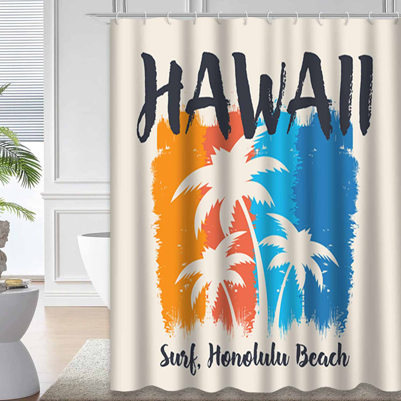 Rideau de douche imperméable à l'eau Grunge Beach Banner Bath avec 12 crochets, L 72 po x l 84 po