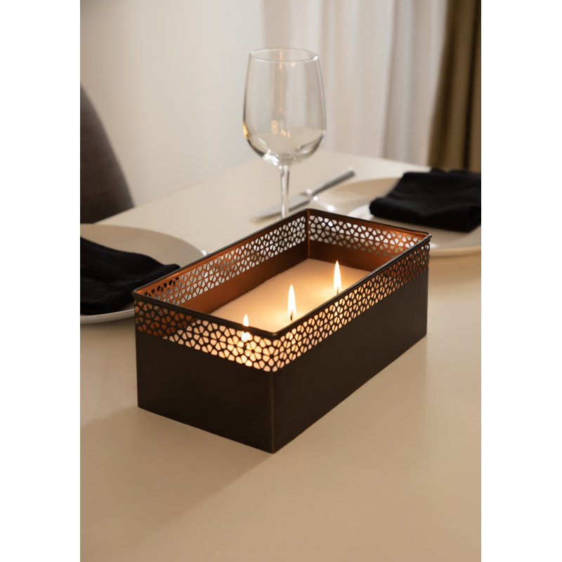 Robena Rectangle Unscented Candle with Metal Vessel