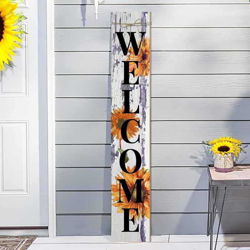 Tournesol, panneau de bienvenue, panneau décoratif, porte en bois, porte suspendue, panneaux décoratifs debout