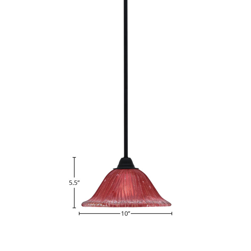 Luminaire suspendu Paramount avec fini noir mat et verre framboise de 10 po