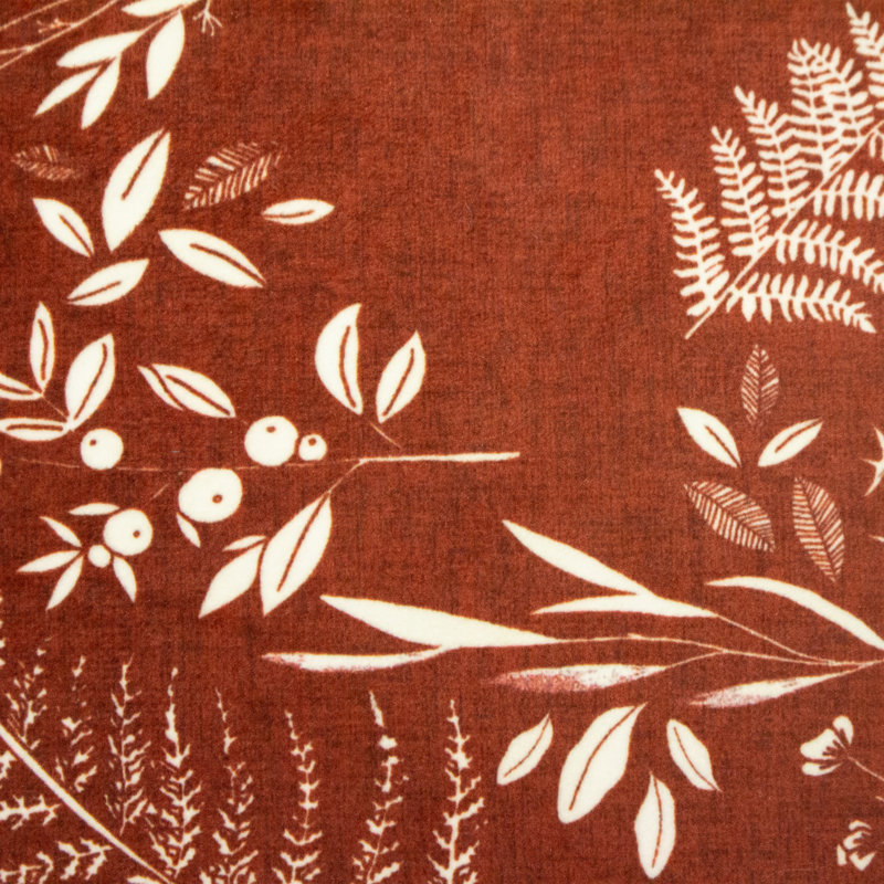 Furn. Floral Square Cushion, Brick